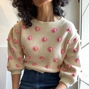 Fashion Brand Company Cream and Pink Textured Sweater